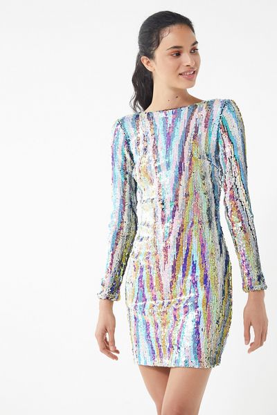 Dress The Population Lola Sequin Long Sleeve Dress