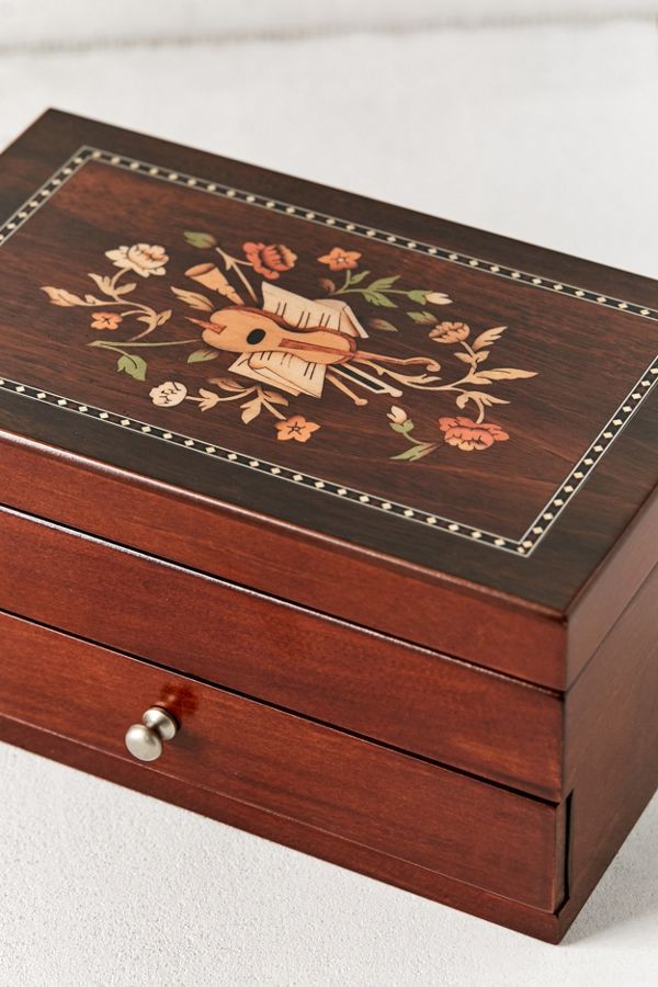 Slide View: 5: Mele & Co. Brynn Florentine Motif Wooden Jewelry Box