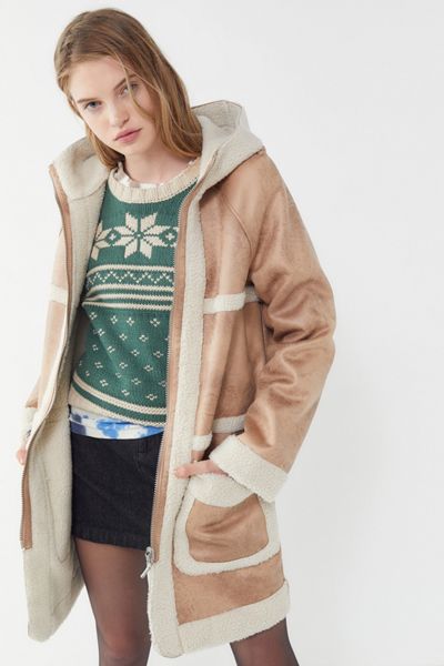 Avec Les Filles Sherpa Reversible Hooded Coat