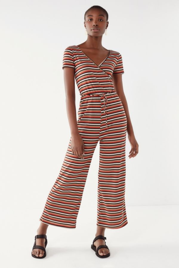 UO Ribbed Knit Surplice Jumpsuit | Urban Outfitters