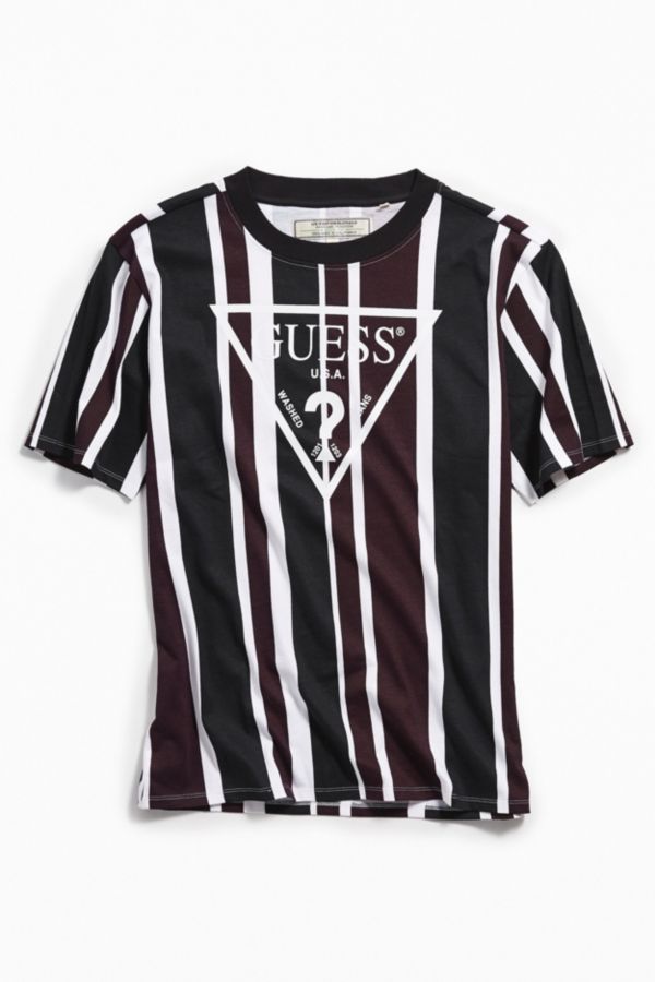 purple striped guess shirt