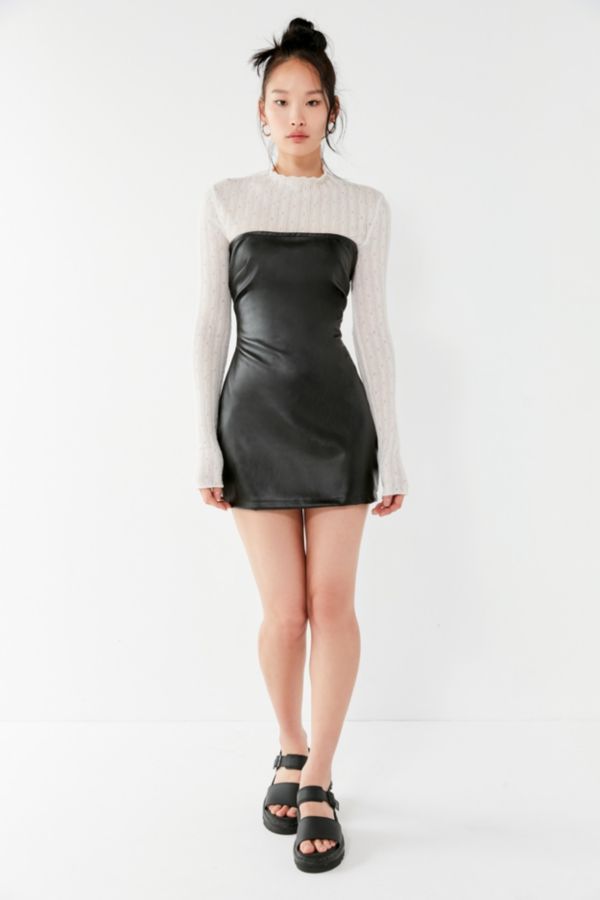 Motel Brandy Faux-Leather Tube Dress | Urban Outfitters