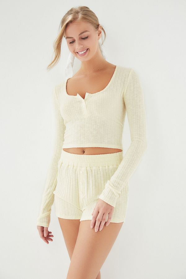Out From Under Sophie Cropped Henley Top Urban Outfitters