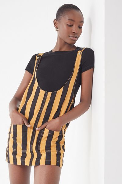 UO Kara Linen Striped Skirtall Overall