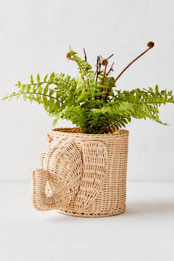 Slide View: 1: Wicker Elephant Planter
