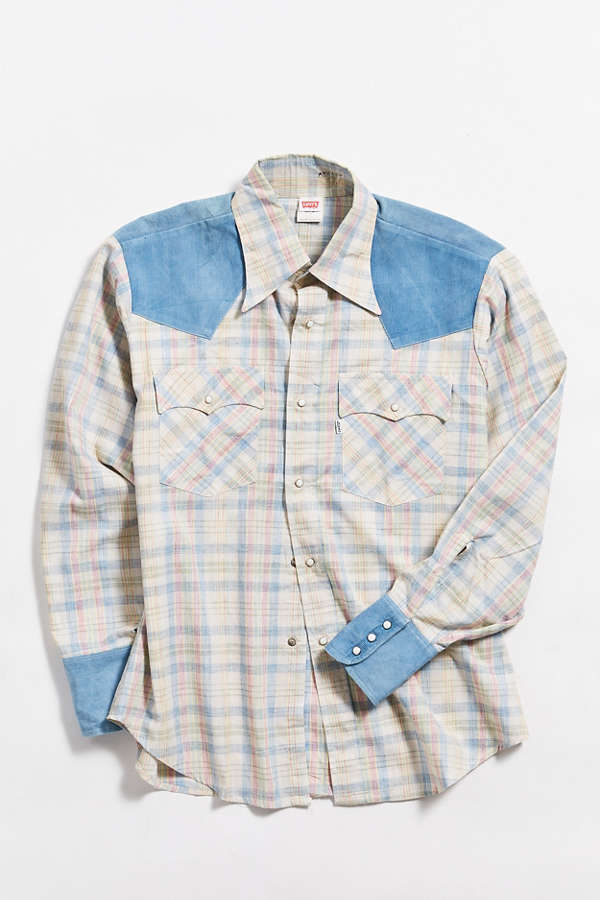 Vintage Levi’s Plaid + Denim Western Shirt | Urban Outfitters