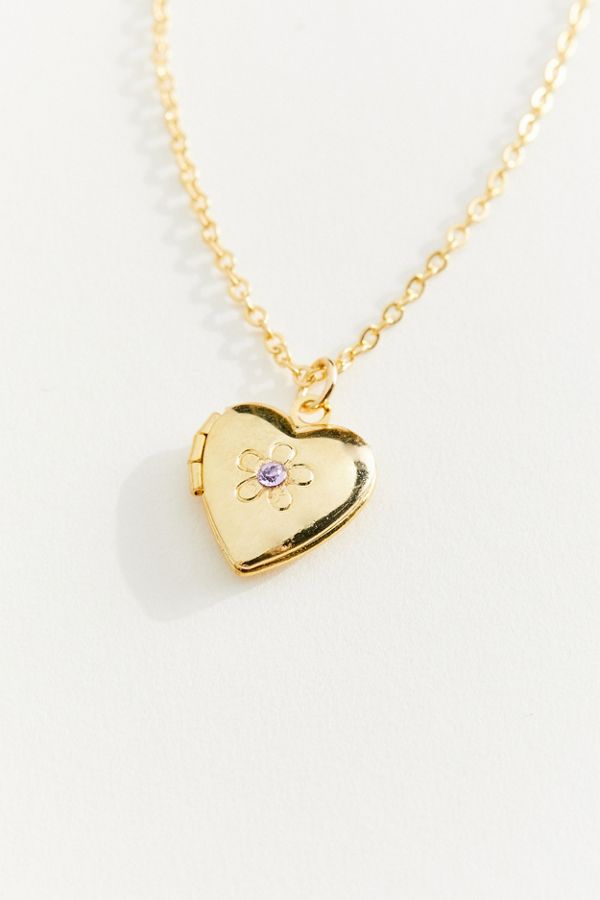 Vintage Heart + Flower Locket Necklace Urban Outfitters