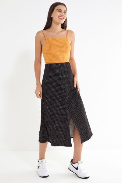 UO Phoebe Polka Dot Button-Down Midi Skirt | Urban Outfitters Canada