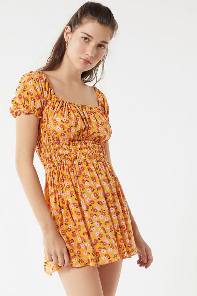 UO Sophia Floral Smocked Romper