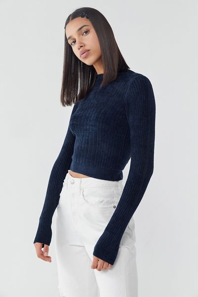 UO Plush Chenille Mock-Neck Sweater