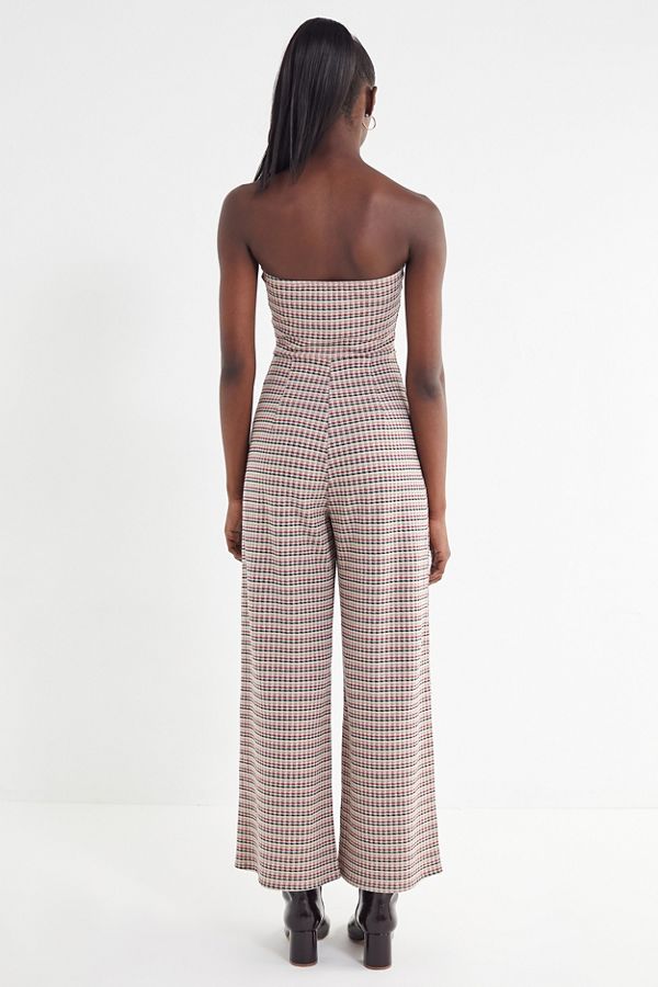 UO Plaid Strapless Jumpsuit Urban Outfitters