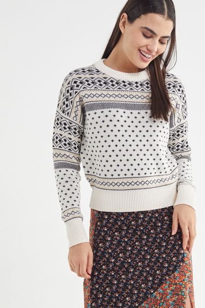 UO Andi Intarsia Knit Crew-Neck Sweater