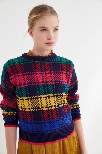 UO Andi Intarsia Knit Crew-Neck Sweater