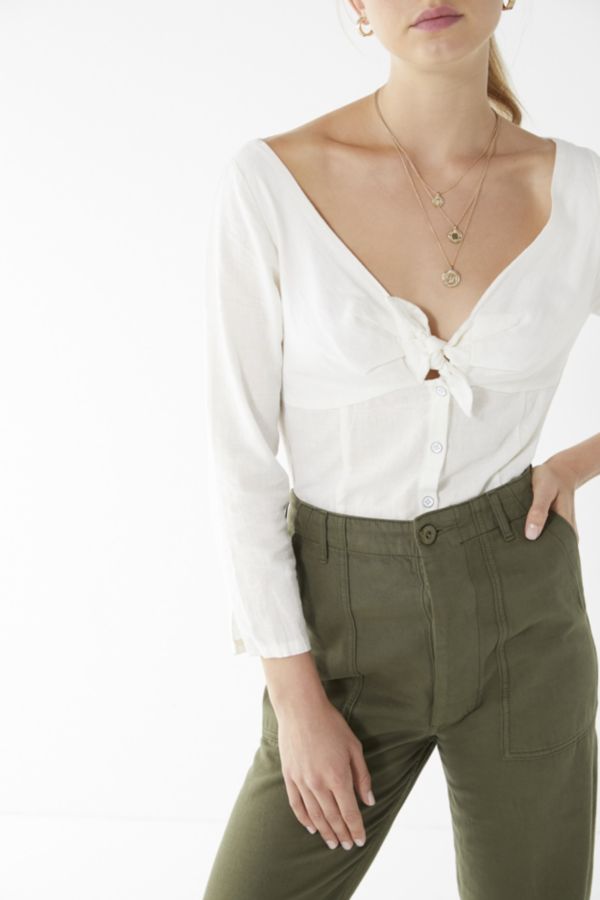 Uo Madix Tie Front Blouse Urban Outfitters 9860