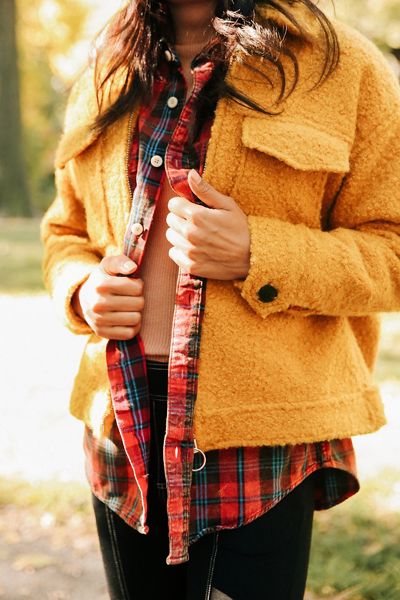 UO Teddy Zip-Front Trucker Jacket