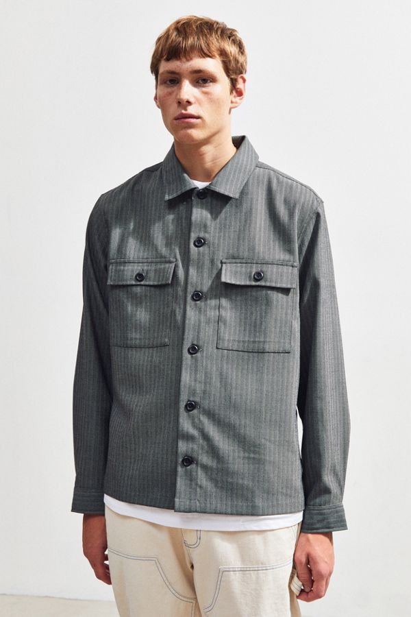 UO Long Sleeve Herringbone Workshirt | Urban Outfitters