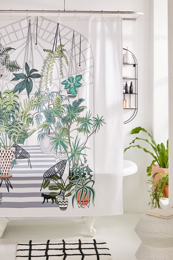 Slide View: 1: Anyuka For Deny Greenhouse Illustration Shower Curtain