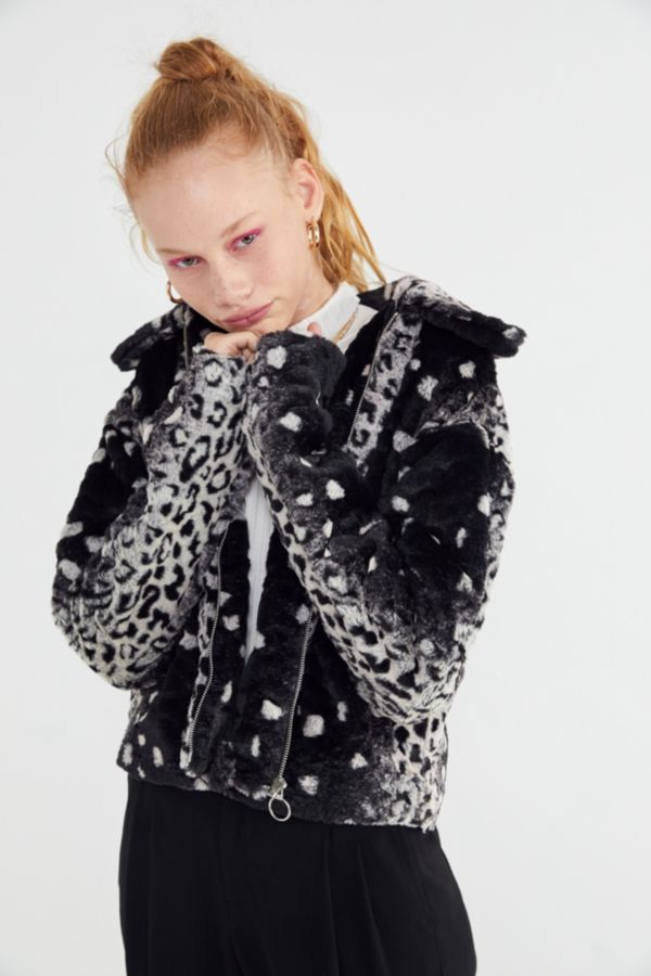 UO Colette Animal Print Faux Fur Jacket | Urban Outfitters