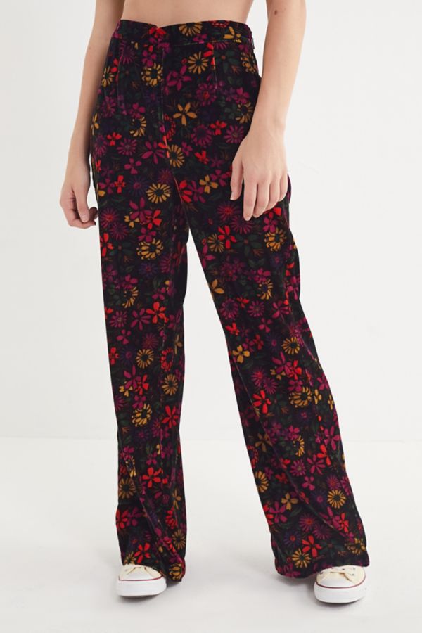 UO Alice Floral Velvet High-Rise Pant | Urban Outfitters