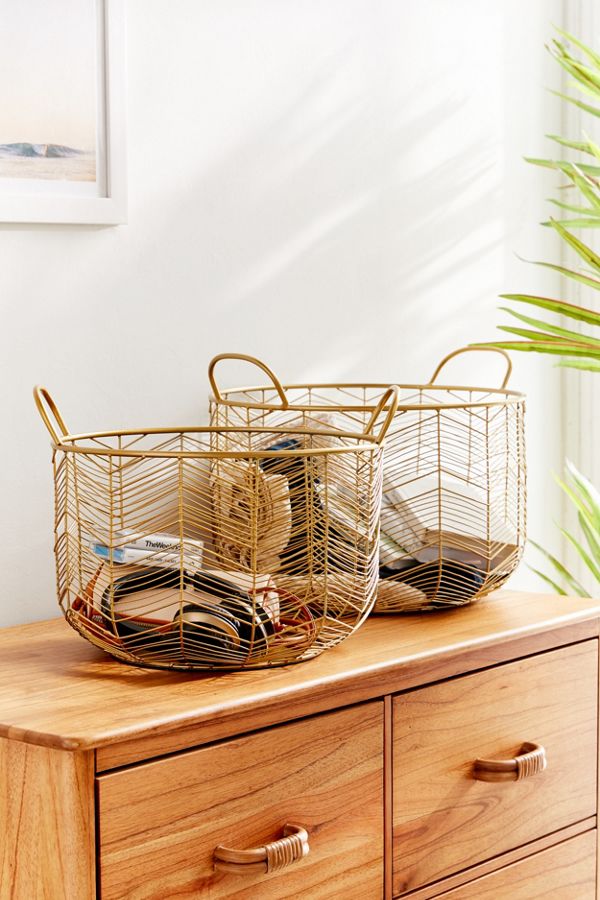 Slide View: 2: Louise Metal Basket - Set Of 2