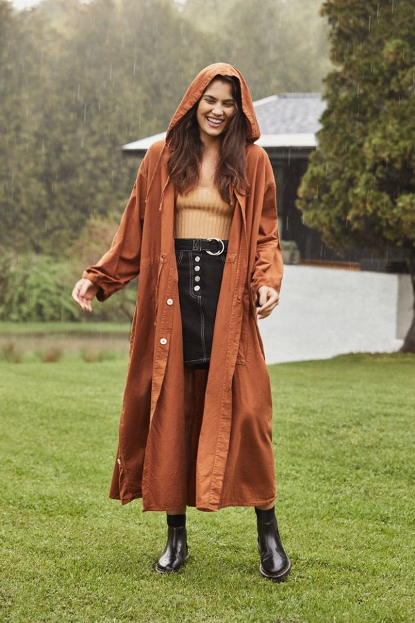 Slide View: 2: Vintage Overdyed Cotton Hoodie Jacket