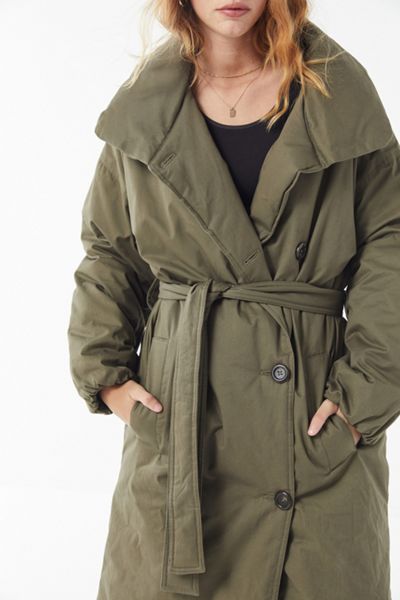 UO Belted Puffer Trench Coat