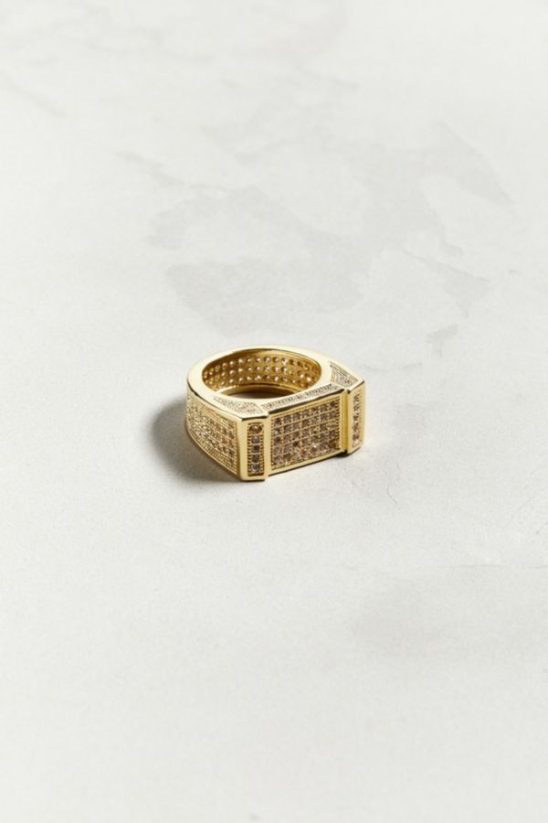 King Ice 14K Gold Rectangle CZ Ring | Urban Outfitters