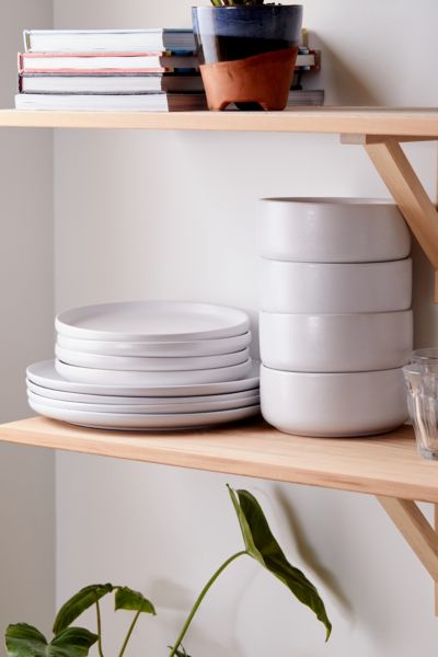 Urban Outfitters Stone Lava Speckled 12-piece Dining Set In White