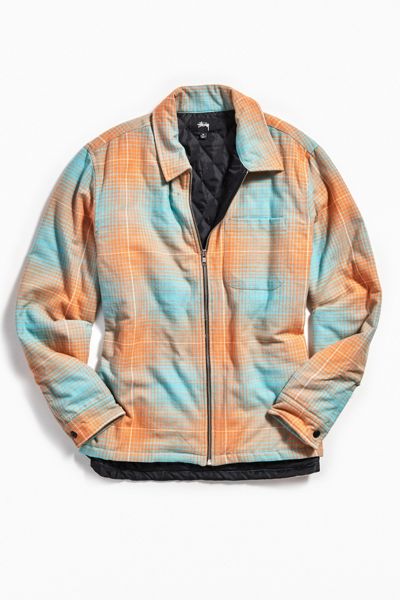 Stussy Long Sleeve Zip-Up Plaid Shirt