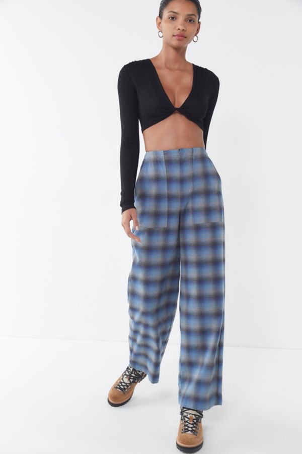 UO Blurry Plaid High-Rise Utility Pant | Urban Outfitters