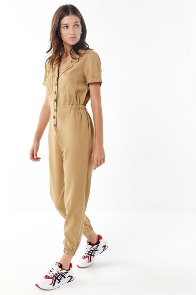 UO Lucy Collared Button-Front Jumpsuit
