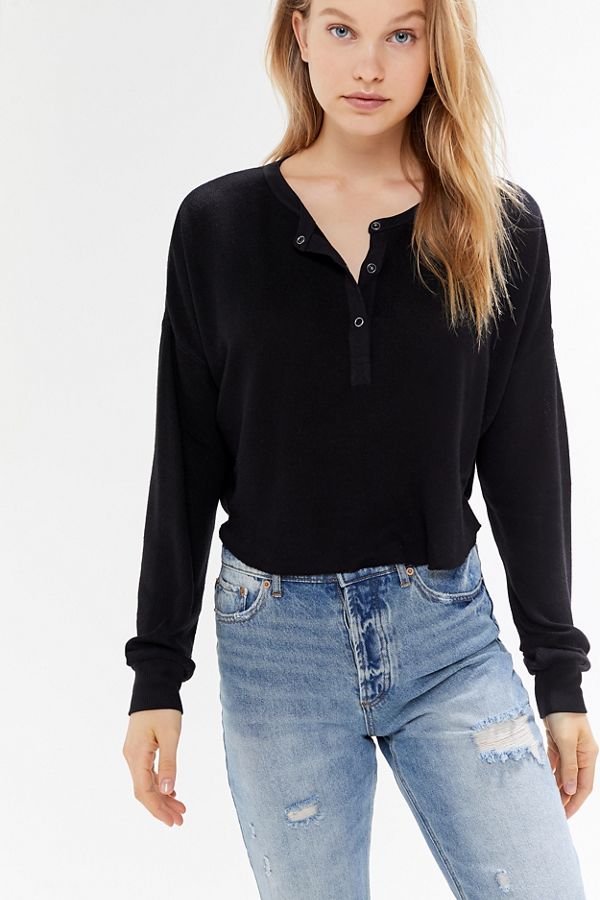 Out From Under Emmy Cropped Henley Top Urban Outfitters Canada