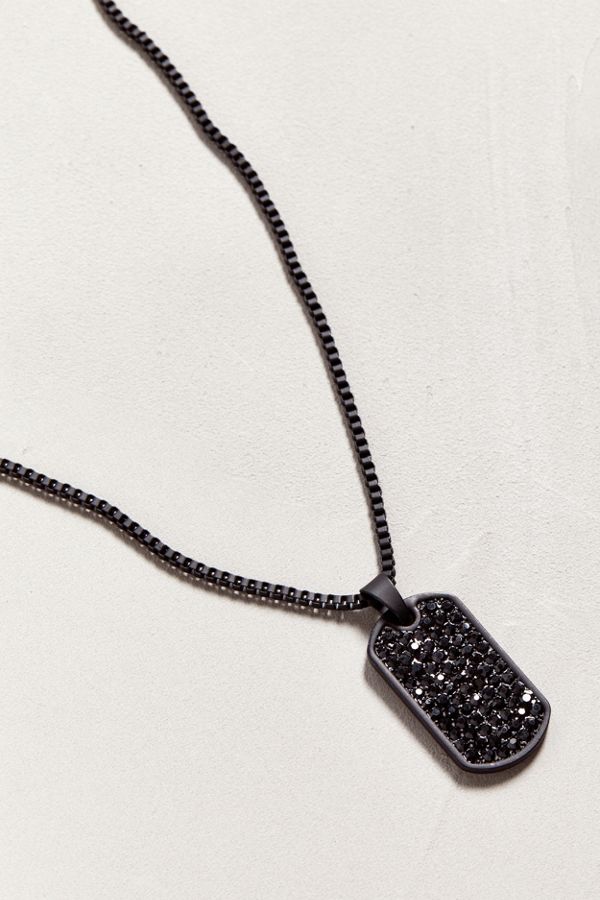 Riakoob Rhinestone Dog Tag Necklace Urban Outfitters