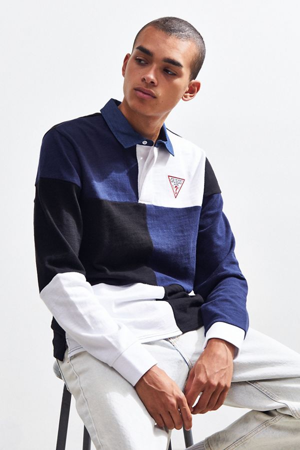GUESS Caleb Slub Jersey Rugby Shirt Urban Outfitters