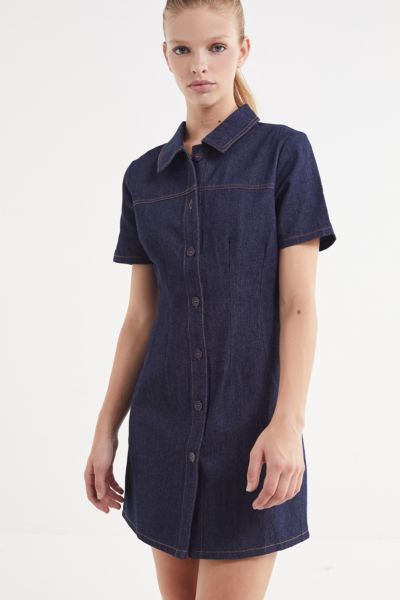 BDG Denim Contrast Stitch Mini Dress | Urban Outfitters