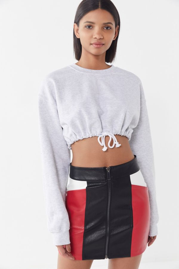 UO Brandi Faux Leather Colorblock Mini Skirt | Urban Outfitters