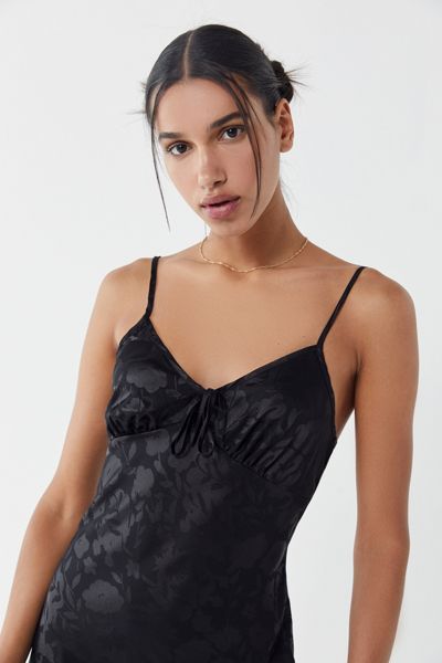 UO Betsy Satin Tie-Front Midi Dress