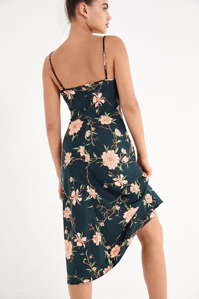 UO Betsy Satin Tie-Front Midi Dress