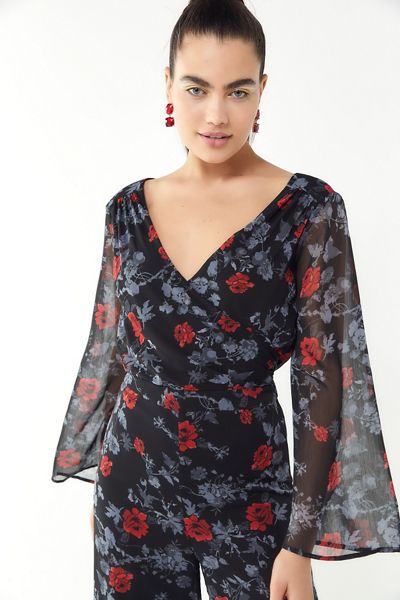 Ali & Jay Only Wish Floral Surplice Jumpsuit