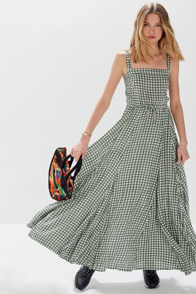 Auguste The Label Gingham Panelled Maxi Dress