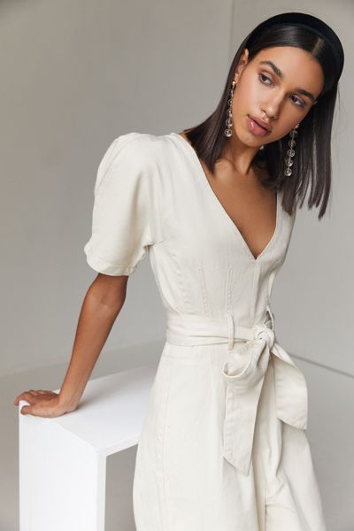 C/meo Collective Essentials Plunging Puff Sleeve Jumpsuit