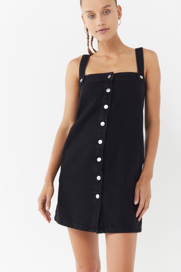 UO Aria Denim Straight-Neck Overall Dress | Urban Outfitters