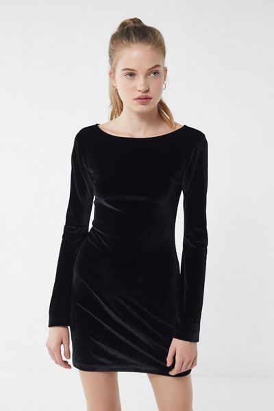 UO Belle Velvet Bell-Sleeve Mini Dress
