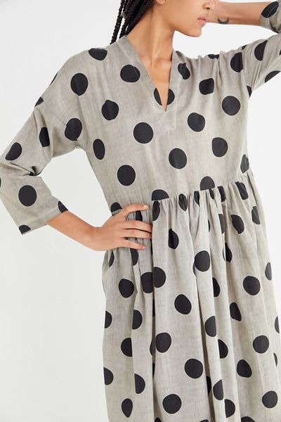 CAARA Arrow Polka Dot Midi Dress