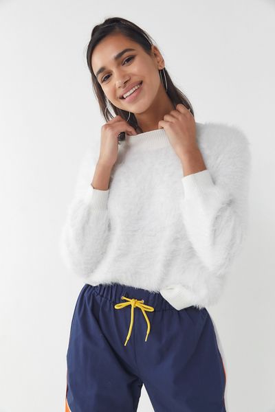 UO Sweet As A Peach Fuzzy Mock-Neck Sweater