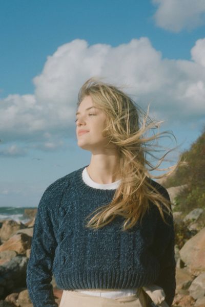 UO Bright Lights Cable Knit Cropped Sweater 