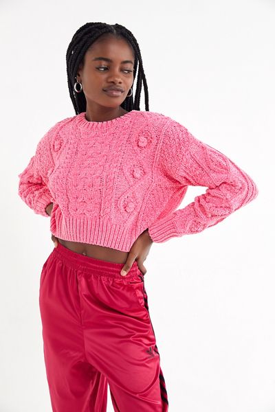 UO Bright Lights Cable Knit Cropped Sweater 