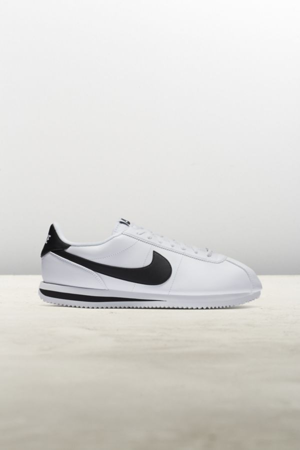 nike cortez basic leather black white