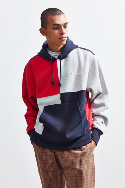 Champion Navy Colorblock Hoodie Sweatshirt | Urban Outfitters