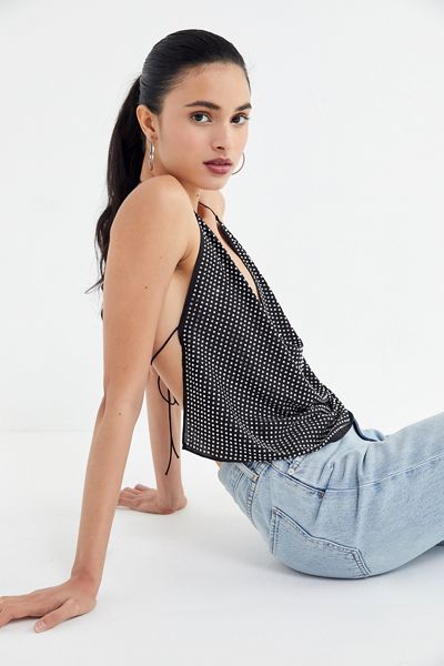 For Love & Lemons After Dark Tie-Back Halter Top
